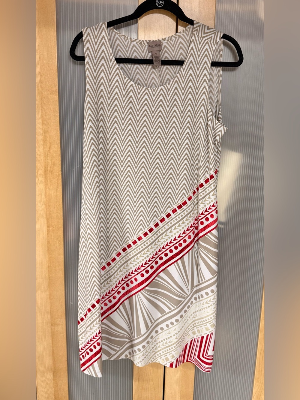 Chico's Easywear Chevron Maxi Dress in Taupe and Cream with Black Trim